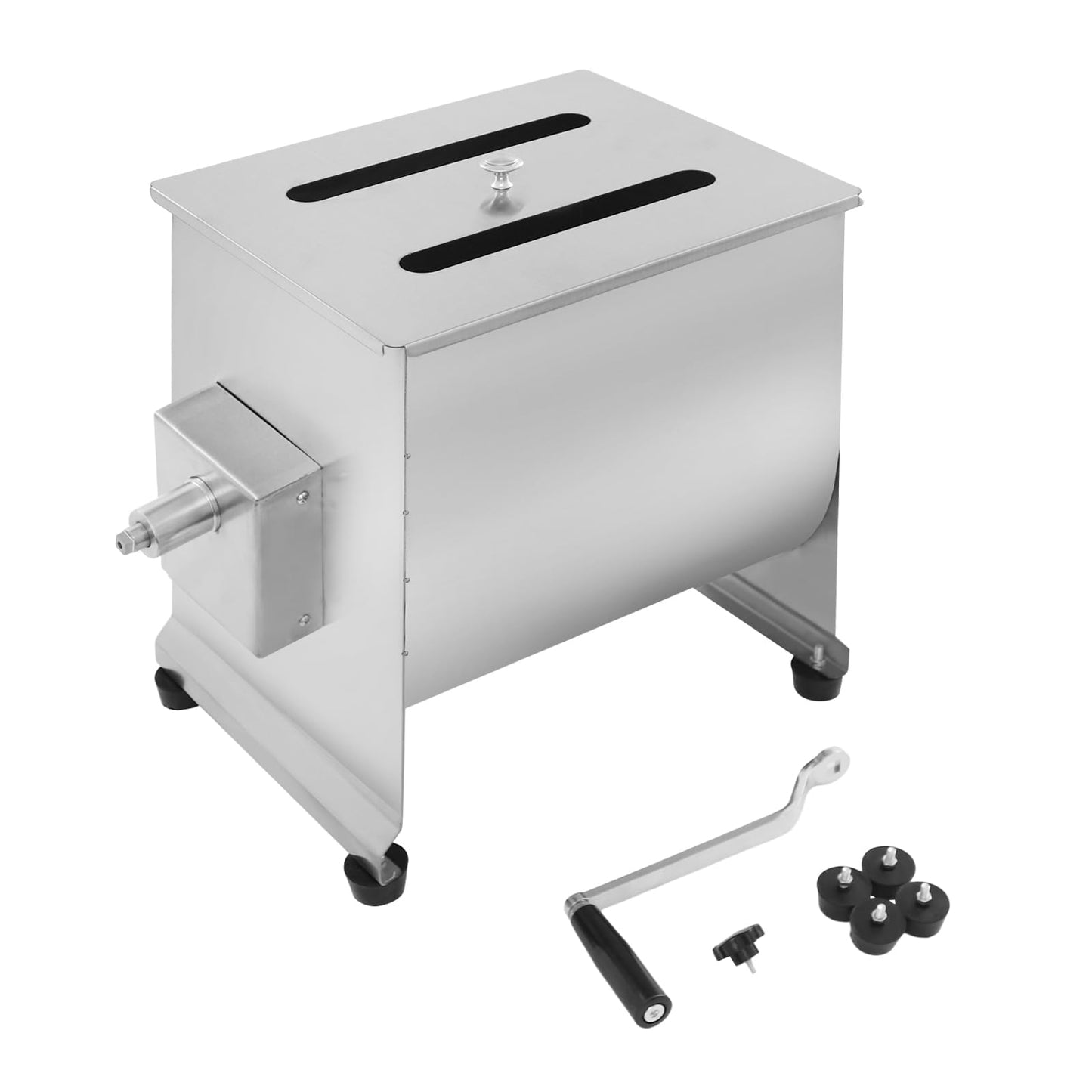 Meat Mixer, 22/44lbs Manual Stainless Steel Tilt Tank Hand Crank Sausage Mixer Machine Commerial Food Mixer with Removable Paddle for Home Deli Butcher Mixing Vegetables Spices (Fixed-type, 44lbs)