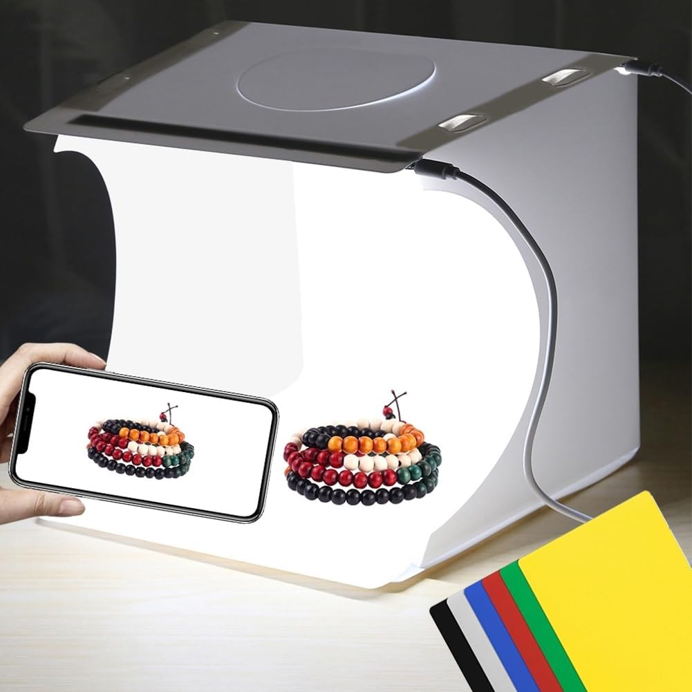 DEPTHLAN 10" 2 -40pcs 6 (10 inch Photo Light Box Portable Folding Photography Light Tent kit with Light Bar LED Light