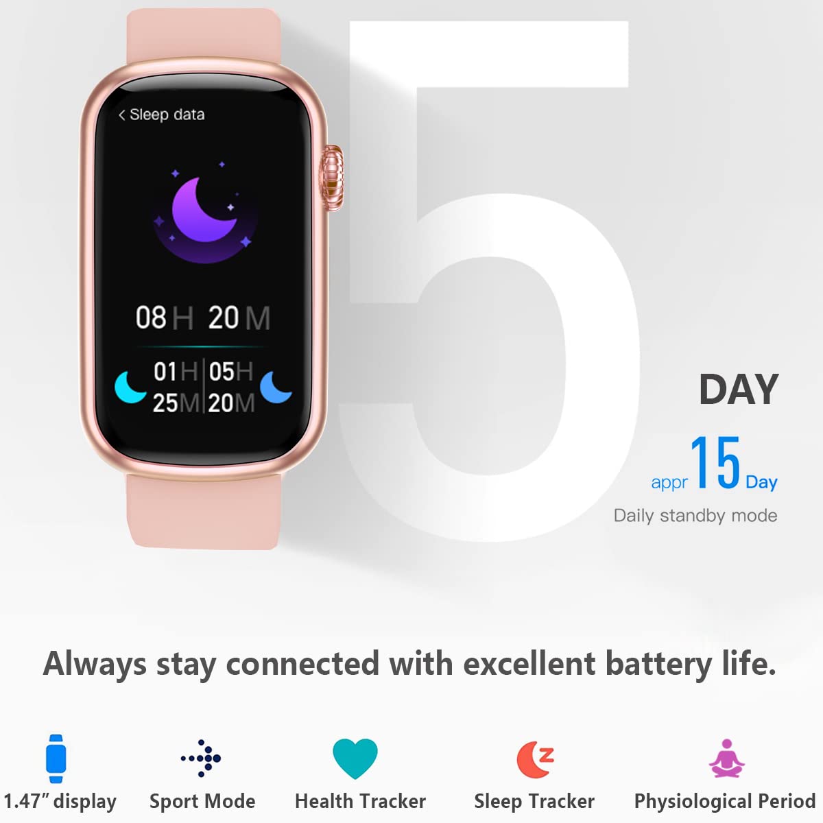 FITVII Slim Fitness Tracker with Blood Oxygen, Blood Pressure, 24/7 Heart Rate and Sleep Tracking, IP68 Waterproof Activity Trackers and Smart Watches with Step Tracker, Pedometer for Women Men