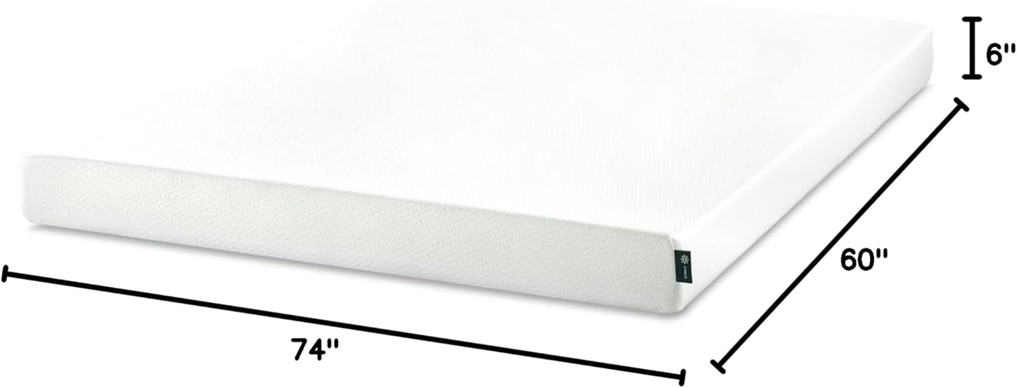 ZINUS 6 Inch Short Queen Green Tea Memory Foam Mattress - Medium Firm, Zoned Pressure Relief, Fiberglass Free