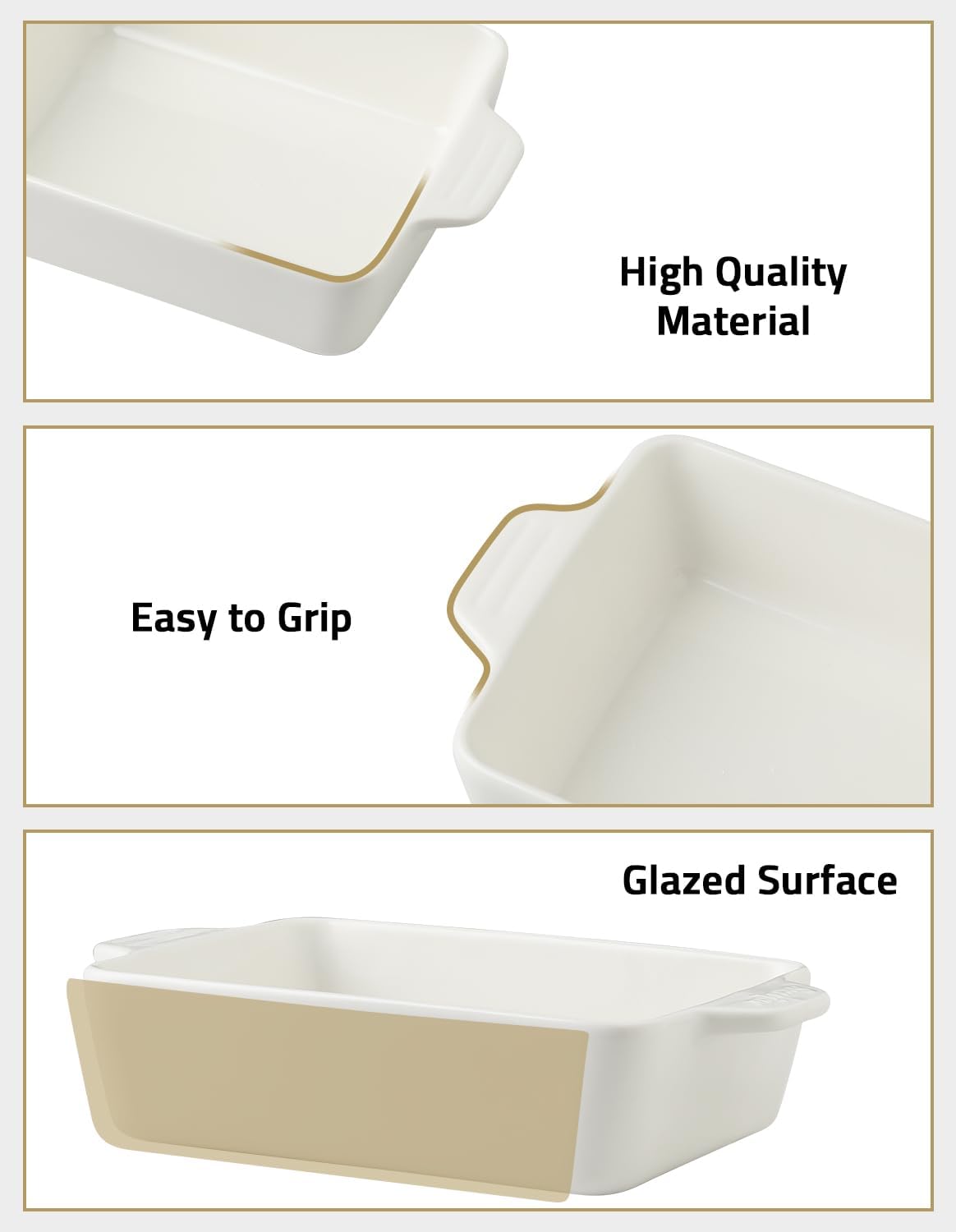 Sweejar Ceramic Bakeware Set - Rectangular Baking Dish for Lasagna & Cakes | 11.8 x 7.8 x 2.76 Inches - Yellow
