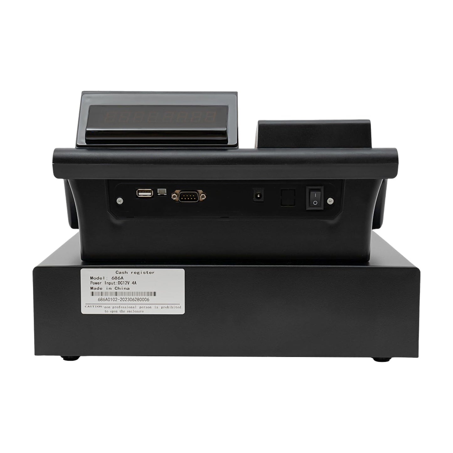 Cash Register for Small Businesses & Restaurant, Electonric caja registradora w/Cash Drawer, 200Dept/1000Items/200Tables/30Tastes/50Clerks/15Reports,Supports Scanner Scale Printer(Black)