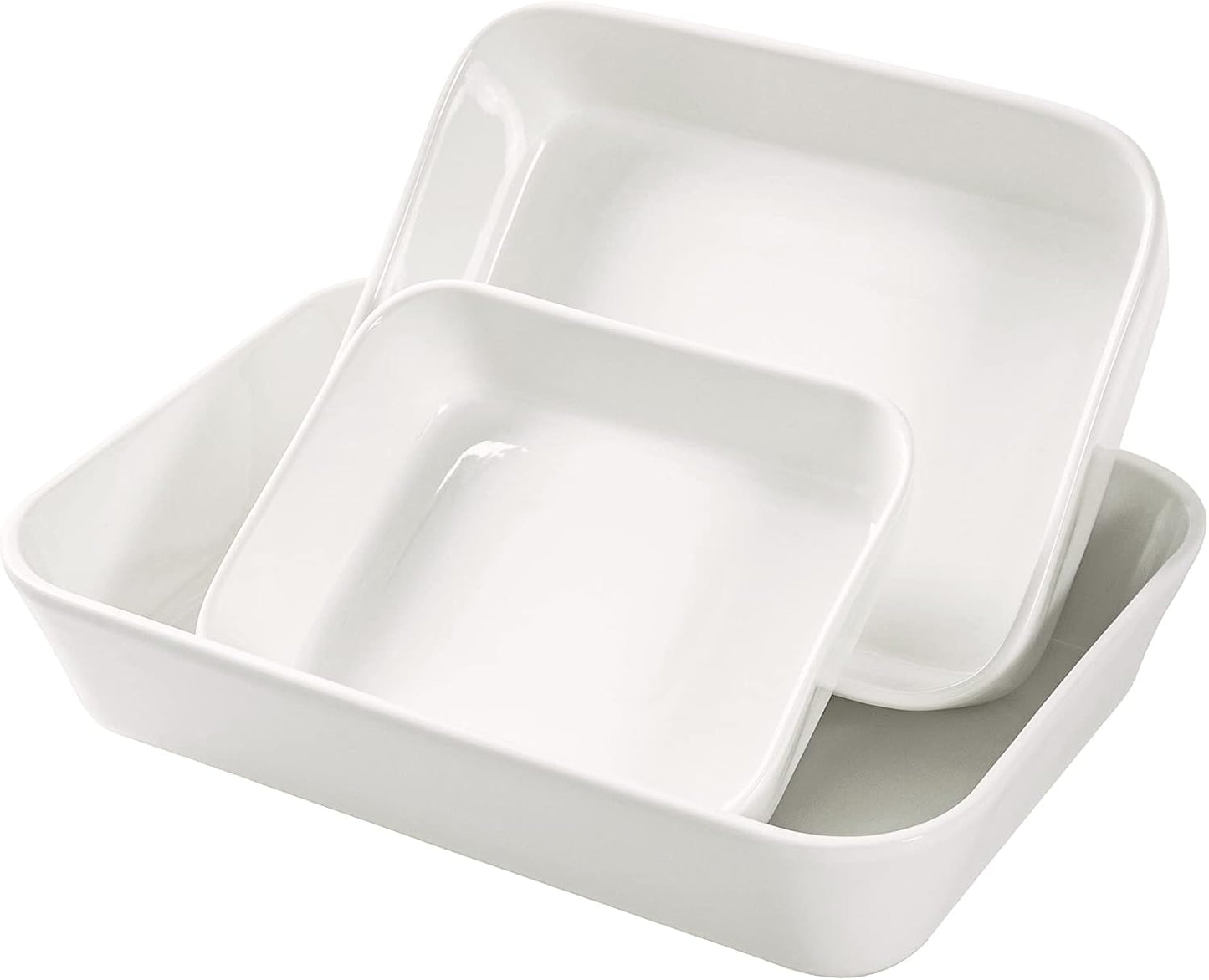 UNICASA Ceramic Oven Dishes - Set of 3 Rectangular Casserole Dishes | Non-Stick, White, 1000/2000/3500 ML