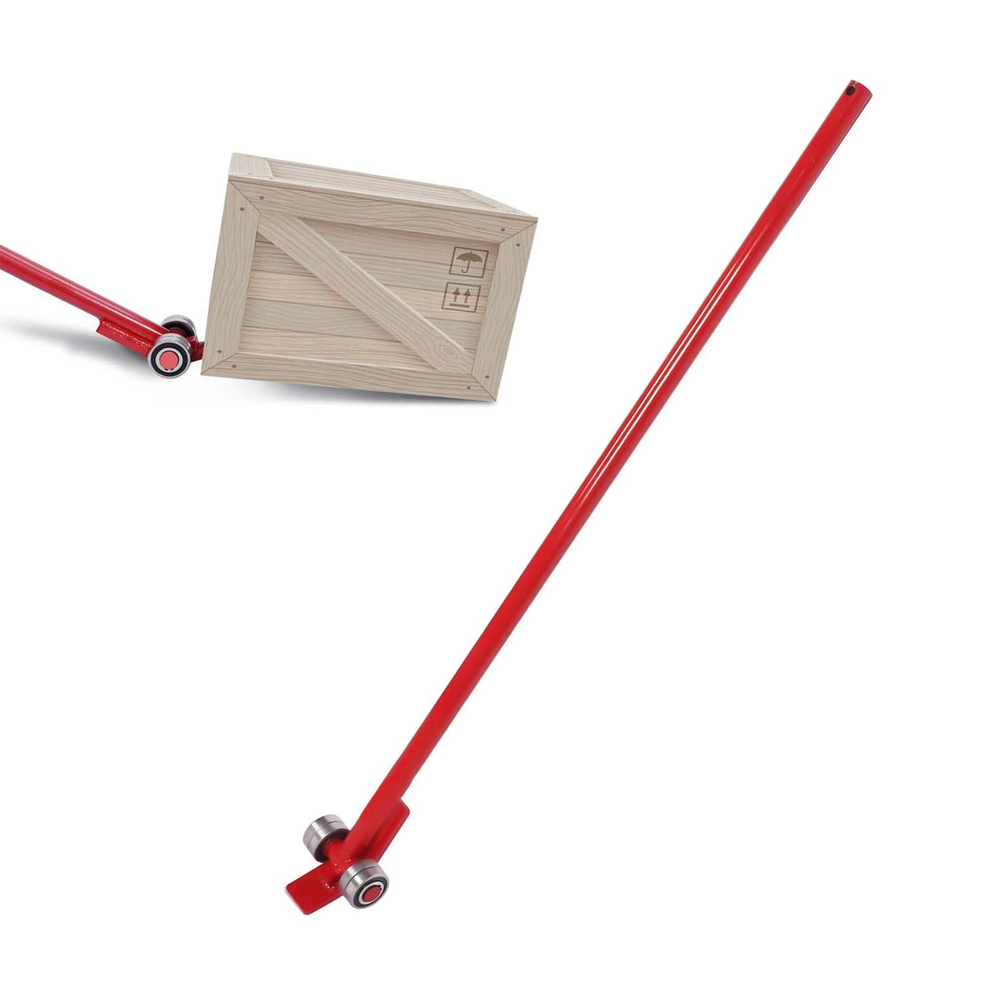 lesolar Pry Lever Bar 5T/11000LBS Load Capacity, 5FT Length Steel Handle Prylever Bar with Wheels, 59”Lifting and Handling Pry Bar for Large Pallets, Concrete Blocks, Heavy Duty Equipment Handling
