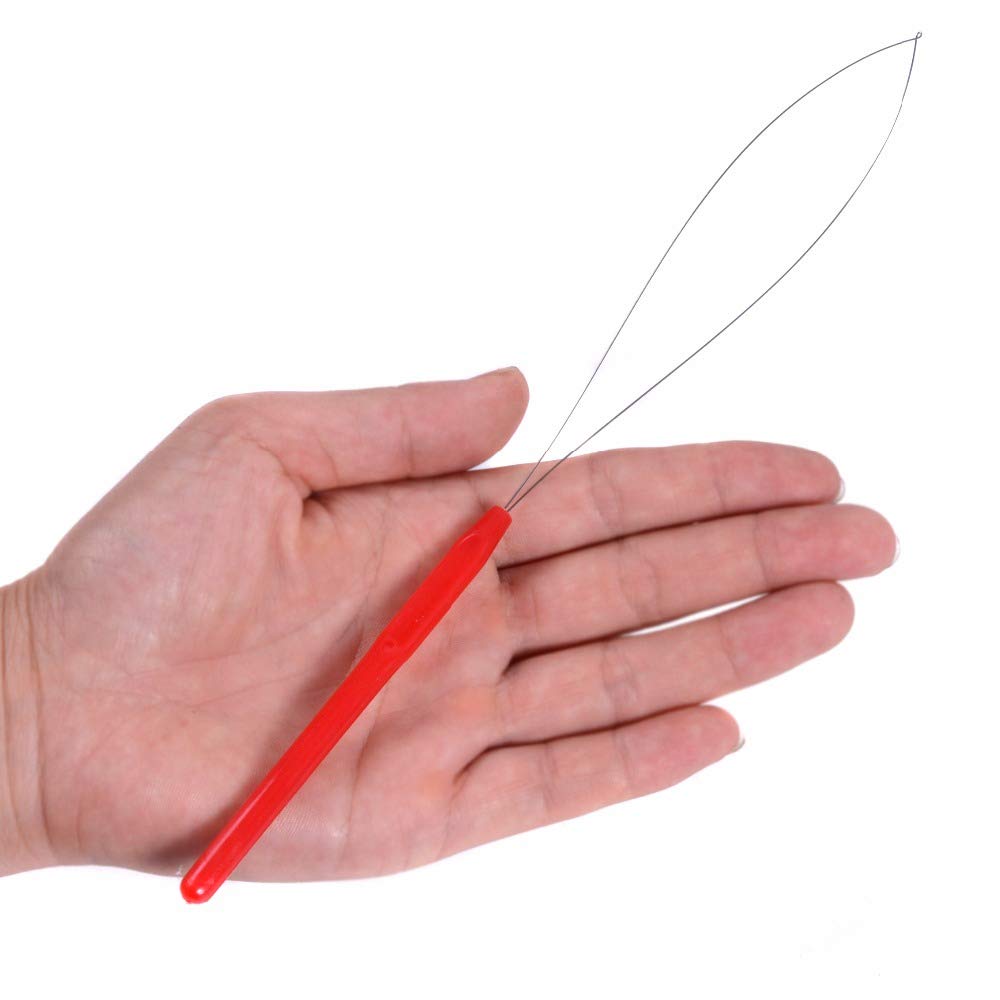 6 Pcs Plastic Hair Extension Loop Needle Threader Pulling Hook Tool Micro Nano Bead Device Tool for Hair Extensions and Feather Extensions (Multicolored)