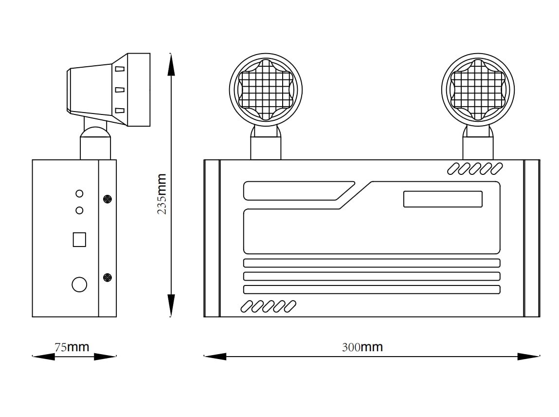 TANLUX Steel Housing Emergency Lights with Remote Capabilities, Battery Pack, Commercial Battery Unit Emergency Lights with 2 by 2 watts Head, Up to 4 Hours Emergency Duration Time
