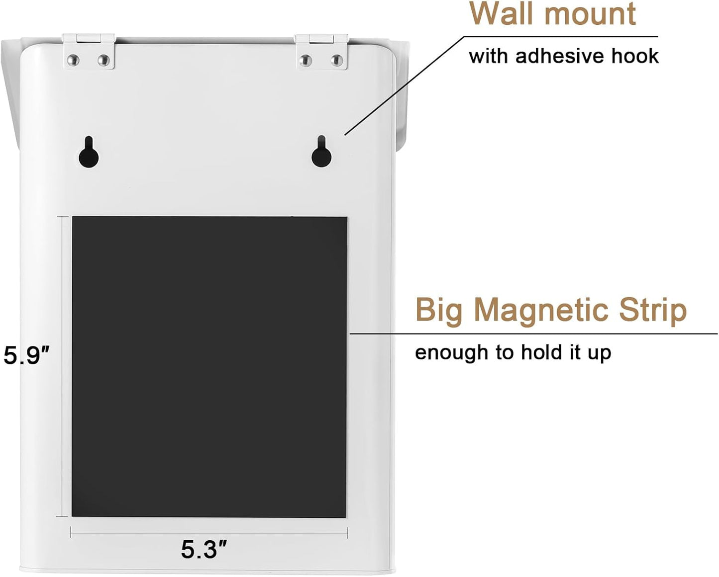 SUBEKYU Magnetic Lint Bin - Wall Mounted Metal Lint Box with Lid for Laundry Room Organization | White