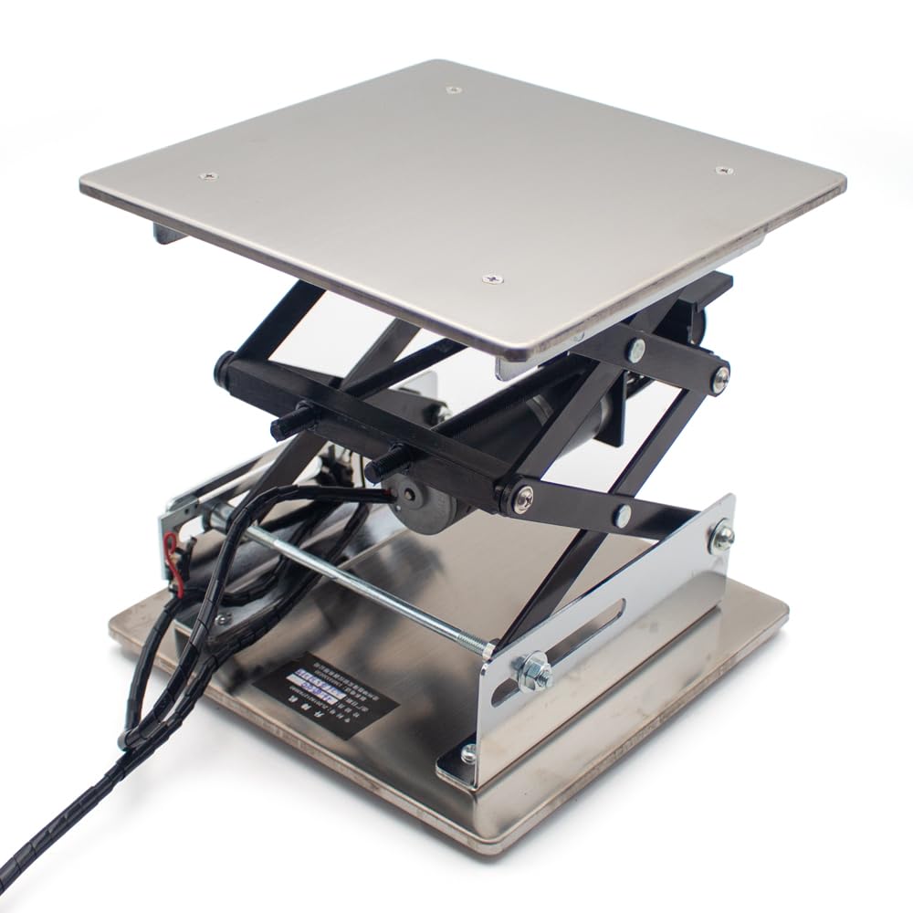 200x200MM Electric Stainless Steel Lifting Platform, Small Laboratory Lifting Stand Remote Control Adjustable Lifter Moving Load 10KG with Remote Control and Power Adapter