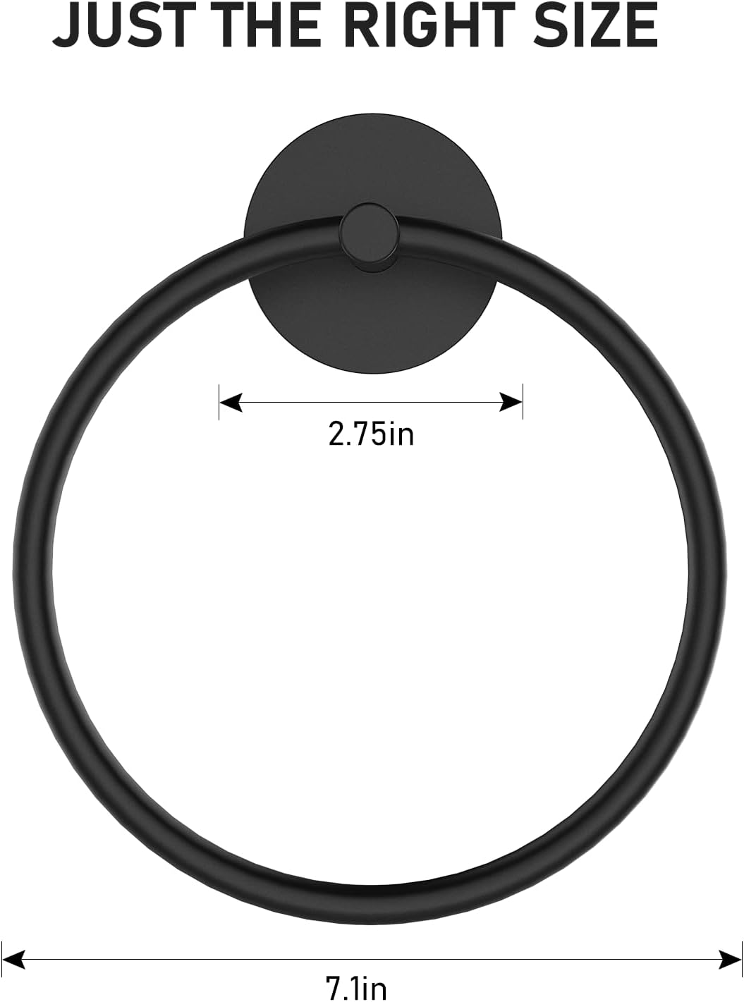 SetSail Adhesive Towel Holder - Matte Black Stainless Steel Hand Towel Ring for Bathroom & Kitchen