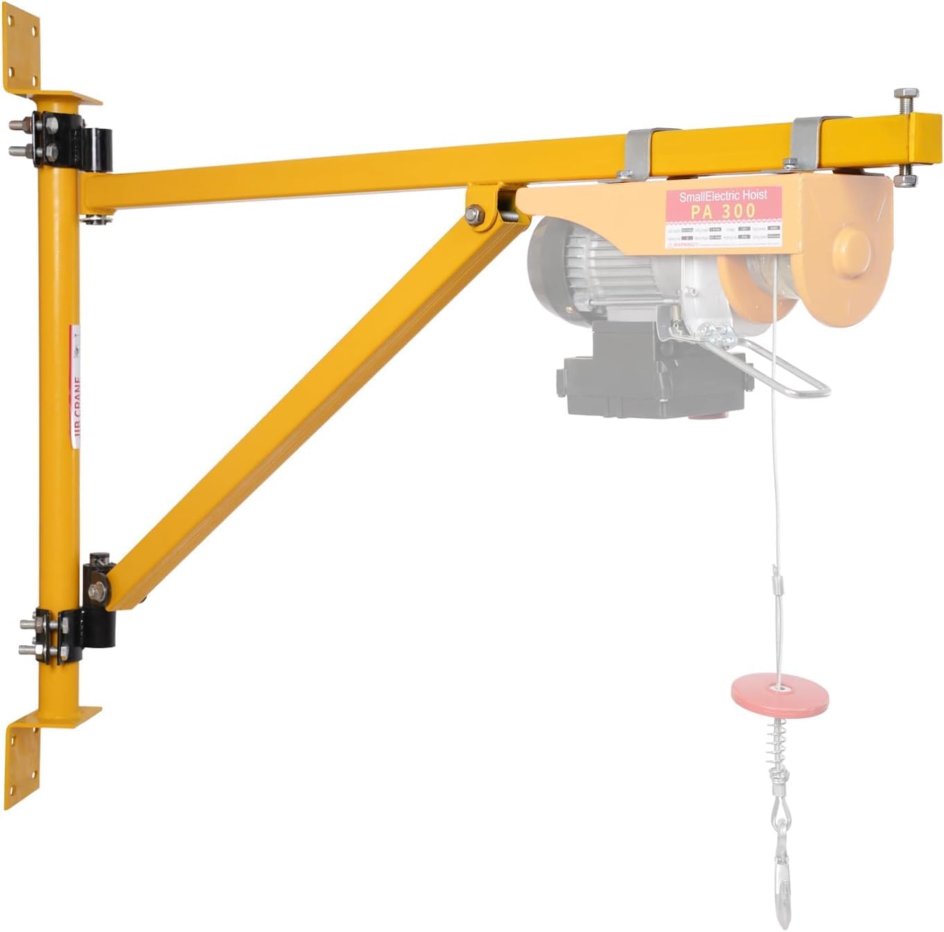 Doppy Wall Mount Jib Crane, Heavy-Duty Hoist Bracket Carbon Steel, 180° Swivel Scaffold Lifting Arm for Electric Hoists Up to 440 Lbs