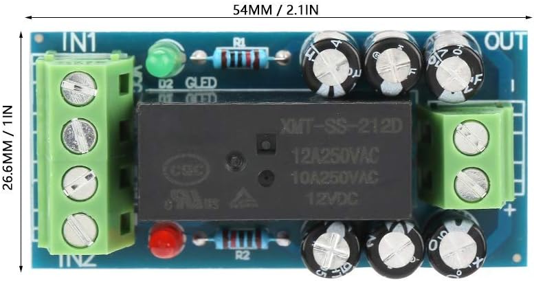 Walfront 12V 12A Power Controller Module Battery Emergency Switch, DC Automatic Power Controller Adapter Storage