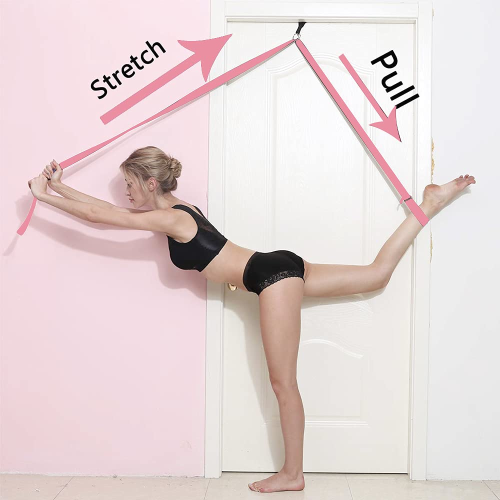 Door Leg Stretcher, Door Flexibility & Stretching Leg Strap - Great for Ballet Cheer Dance Gymnastics or Any Sport Leg Stretcher Door Flexibility Trainer Premium Stretching Equipment (pink)