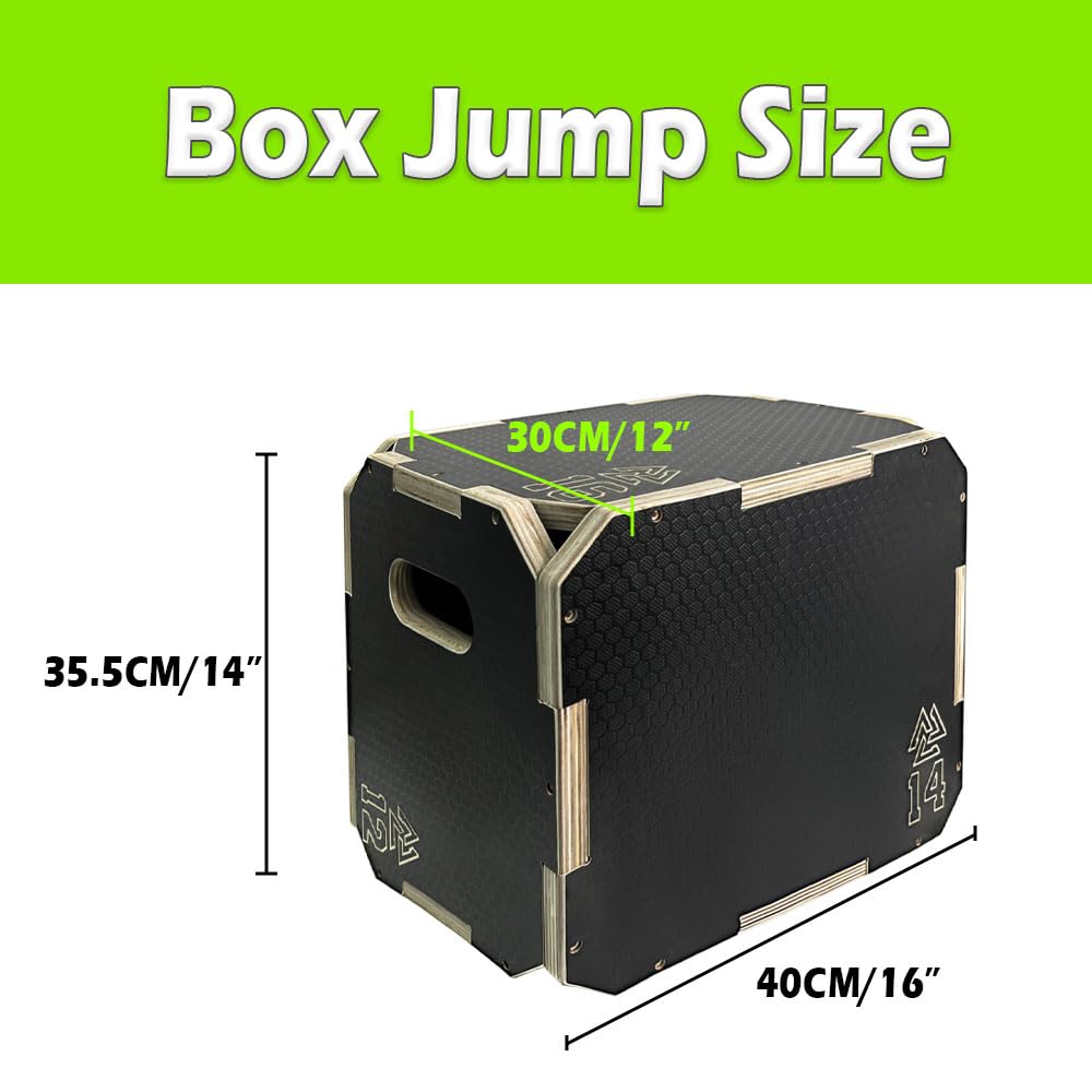 3 in 1 Non-Slip Wooden Plyometric Jump Box Adjustable Box Jumps for Home Gym Step-Ups Training