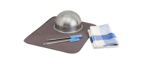 InterDesign iDry Large Kitchen Countertop Absorbent Dish Drying Mat, Mocha/Ivory