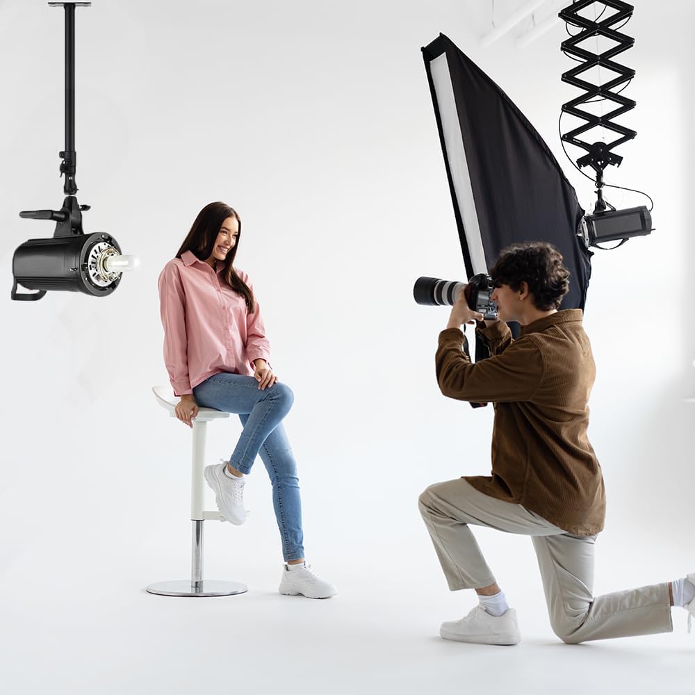FIEWSZIHU 14.1-21.6inches/36-55 cm 1/4 inch 3/8 inch Camera Ceiling Wall Mount Light Stand with to Universal Adapter