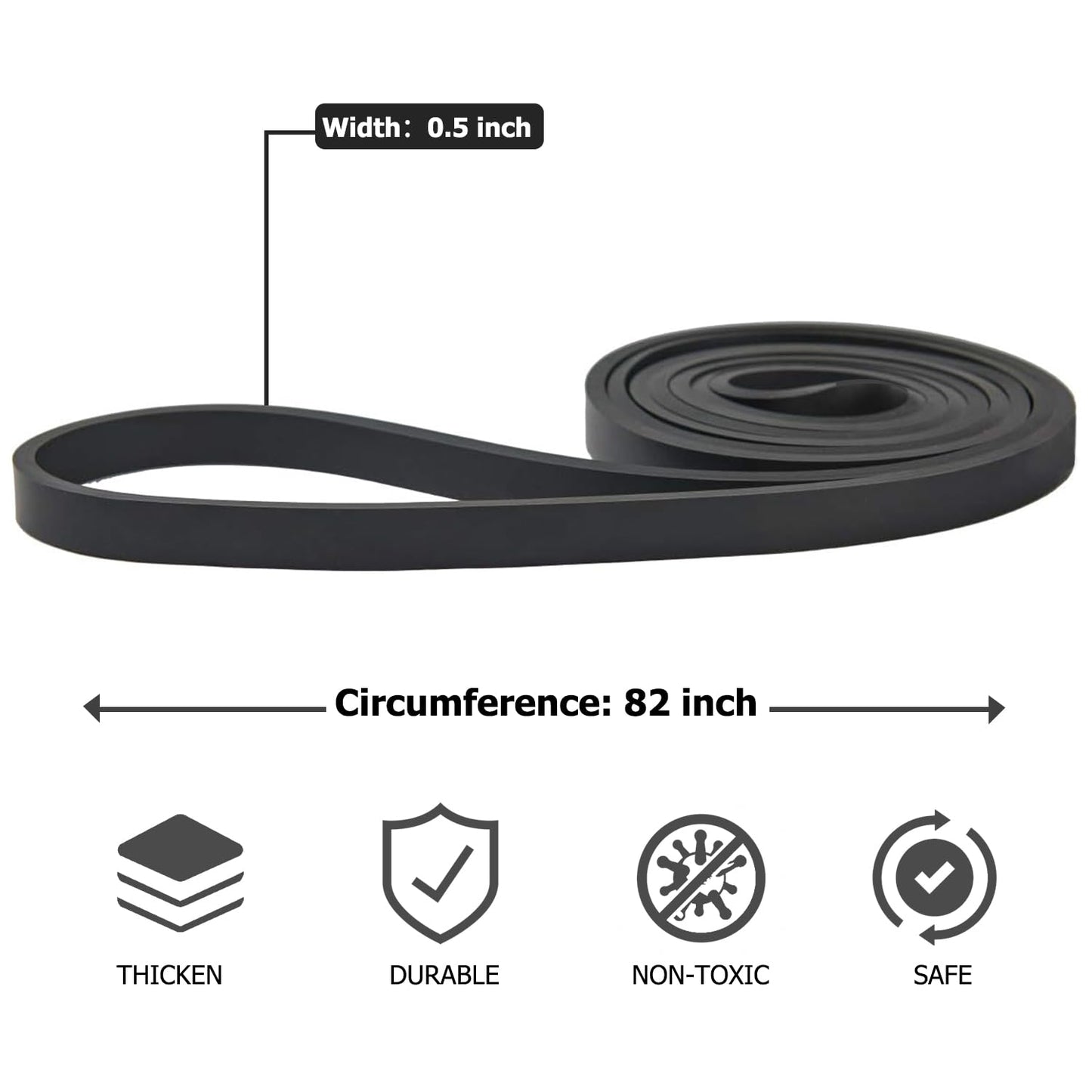 Pull Up Bands, Resistance Bands, Pull Up Assistance Band Exercise Bands for Men & Women Working Out, Body Stretching, Physical Therapy, Muscle Training - Black