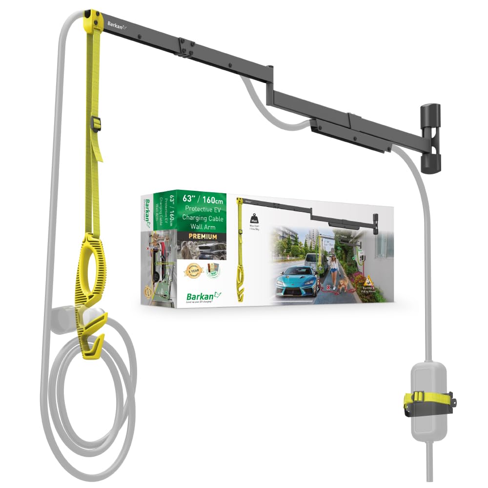 Barkan 63" Protective EV Charging Cable Wall Arm, 5 Year Warranty, Indoor & Outdoor Weatherproof zinc Coating, for Electric Vehicle Cable, Retractor Arm