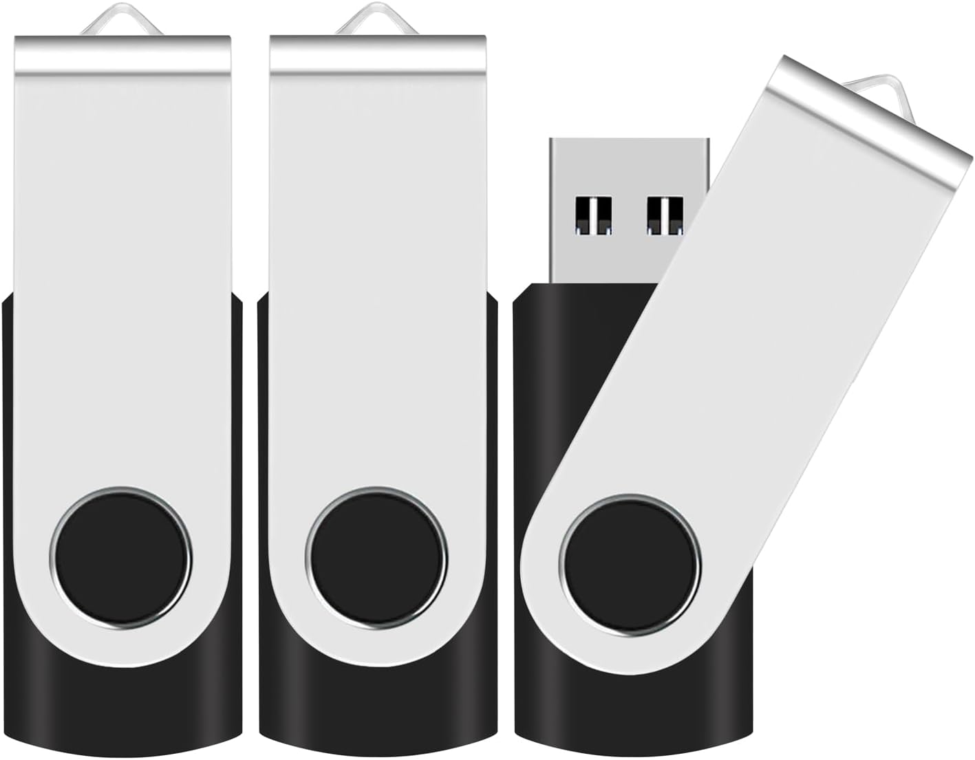 EASTBULL 3Pack 1GB 2.0 1GB) of USB Flash Drives USB Drive Swivel USB Drives Memory Stick Metal Pen Drive (Black