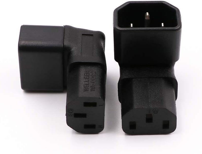 WYMECT C14 C13 90 2 Pack IEC to Power Adapter PDU Plug/Socket Up Degree for LCD Wall Mount TV