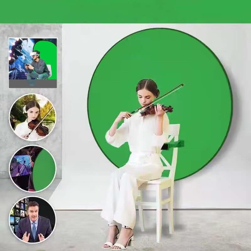 Sesdos 29.5in Portable Green Screen Chair Double Sided Foldable Greenscreen Backdrop, Chroma Key for Streaming Games