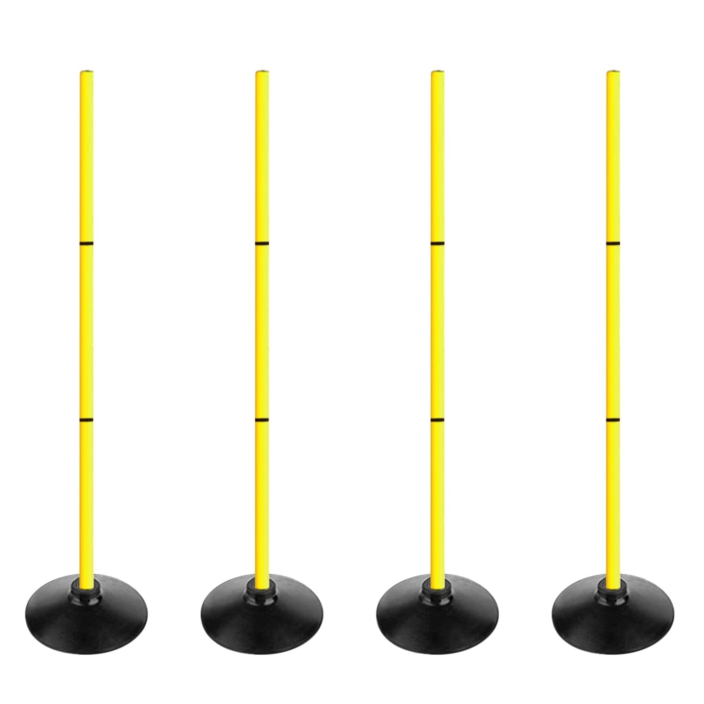 TNZMART 3.9FT Detachable Speed Agility Poles Agility Training Poles Set Adjustiable Height Soccer Poles with Rubber Base (Pack of 4, Yellow)