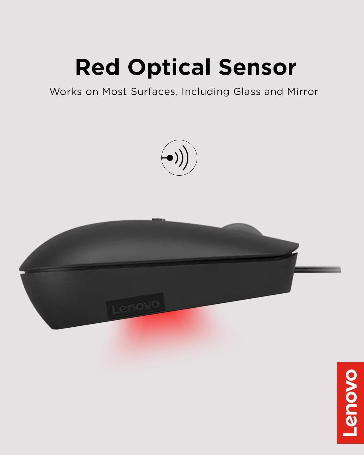 Lenovo 400 USB-C Compact Wired Mouse - Portable Black Design for Notebooks & Monitors
