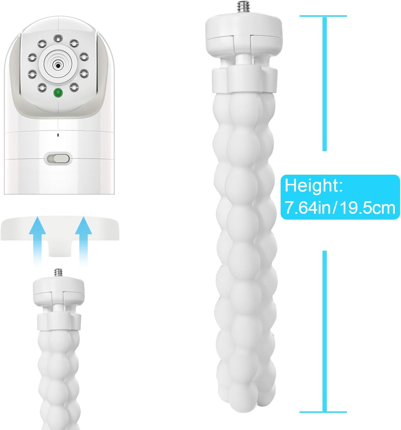 AISVAN DXR-8 DXR-8 Baby Monitor Mount, Tripod Camera Holder for Infant Optics and Pro, Flexible Crib Mount, White