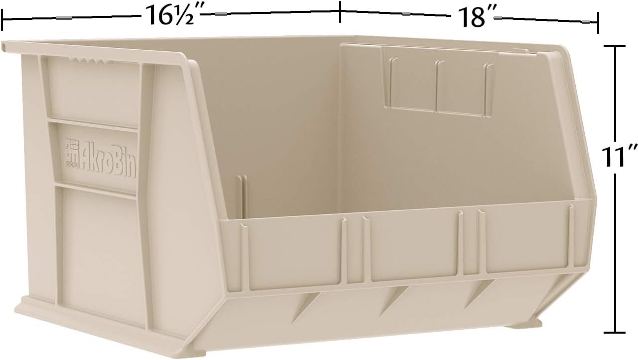 Akro-Mils Plastic Storage Bins - Space-Saving Stackable Organizers for Garage & Pantry | Blue, 18" x 16" x 11", 3-Pack