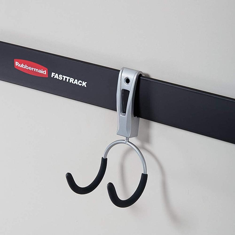 Rubbermaid Garage Hook Organizers - Powder Coated Metallic for Ladder, Tool & Bike Storage | 6 Pack