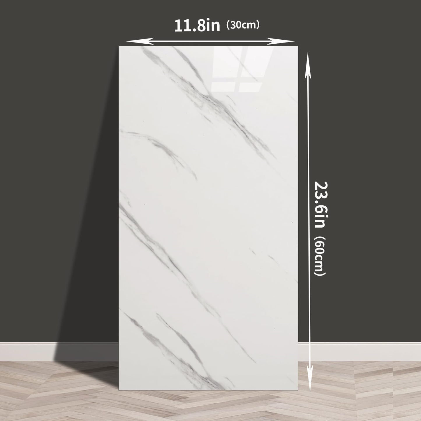 Haimin Wall Panels Peel and Stick 10 Pieces 23.6x11.8in (19.4 Sq. Ft. Coverage) Lightweight Backsplash Marble Look Tile (not Real Marble) Ideal for Kitchen Bathrooms Living Rooms Bedrooms (White-JSB)