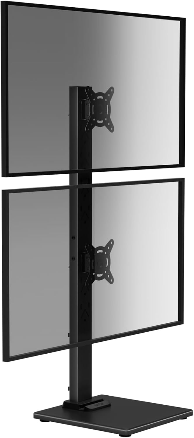 suptek 13 36Inch Adjustable,50,75 100mm Dual Monitor Stand with Base- Vertical Stack Screen Free-Standing Monitor Riser
