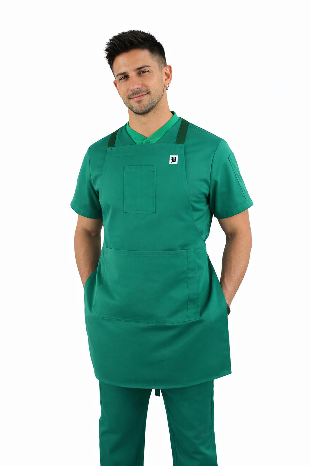 Basics71 Multi-Purpose Chef Apron – Kitchen, Grill & Restaurant Work Apron for Men & Women – Adjustable Fit – Durable Cotton Blend – Designed for All-Day Performance (Esmerald Green)