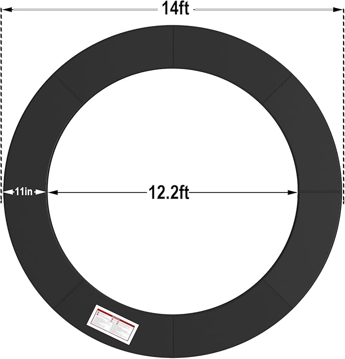 LANGXUN Universal Trampoline Repalcement Safety Pad, 8ft 10ft 12ft 14ft 15ft 16ft Waterproof Surround Spring Foam Cover for Round Frame