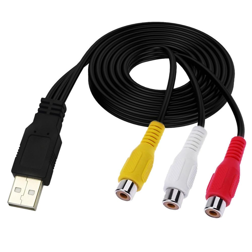 5FT, 2.0 3 USB to RCA Cable USB A Female to RCA Female Cord AV Composite Cable for DVDs, Digital Cameras, Camcorder