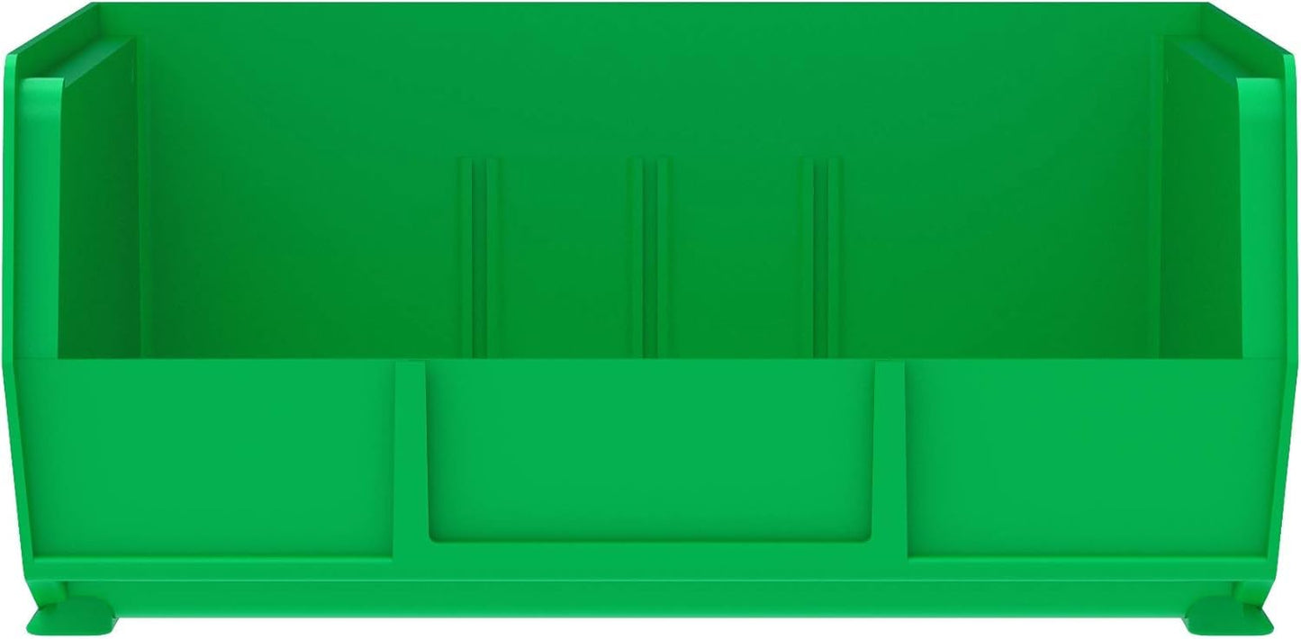 Akro-Mils 30235 AkroBins Plastic Storage Bins, Space-Saving Stackable Bins for Garage, Pantry, Craft Organization, 11" x 11" x 5", Green, 6-Pack