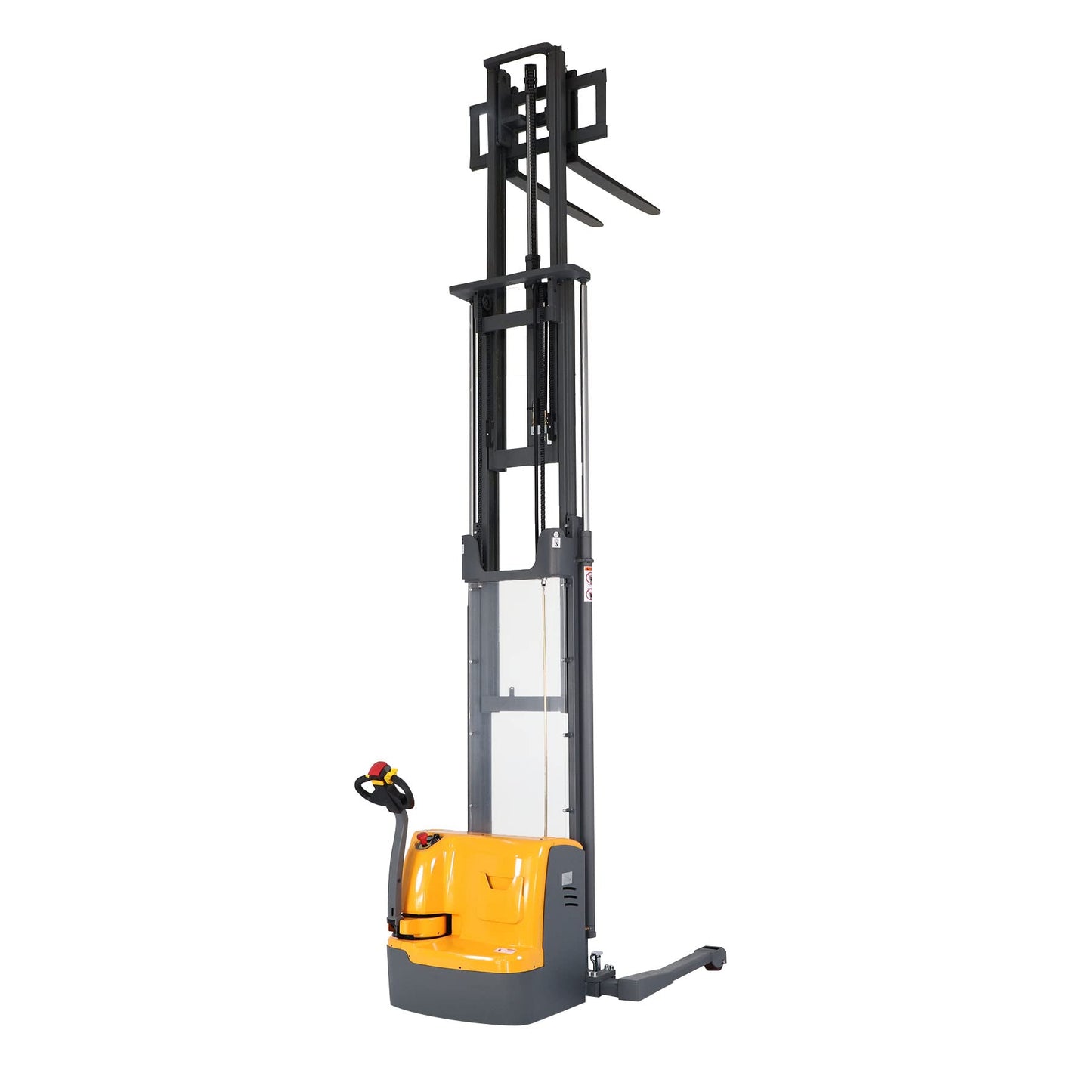 APOLLO Full Electric Pallet Stacker Powered Straddle Forklift with Straddle Legs 3300lbs Capacity 220''Lifting Height with Adjustable Forks Material Lifter