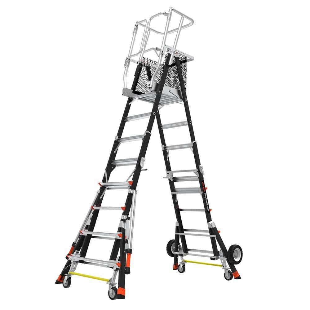 CAGE-Adjustable CAGE, 5'-9' Model - ANSI Type IAA - 375 lb Rated, Fiberglass Adjustable Enclosed Elevated Platform with All-Terrain Wheels and Wheel Lift