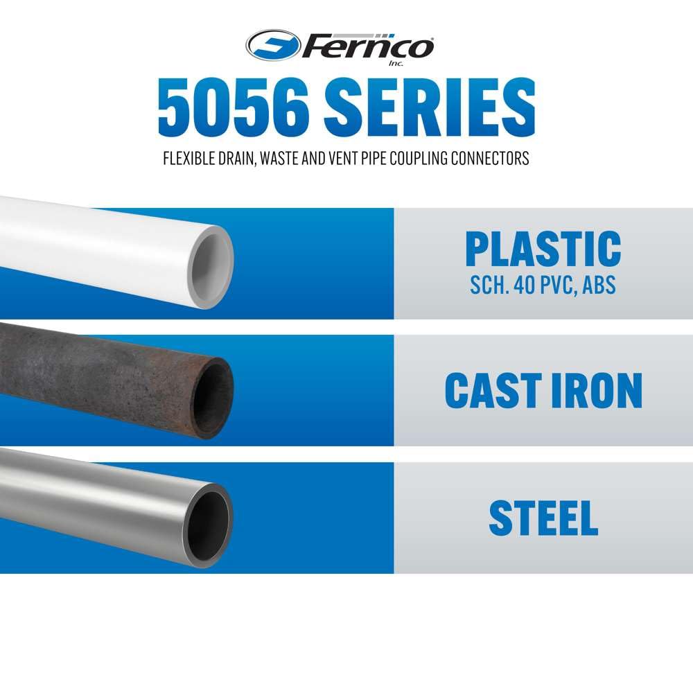 Fernco 5056-88RC 8" Shielded Below Ground Sewer Pipe Coupling for Cast Iron, Plastic or Steel to Cast Iron, Plastic or Steel Plumbing Waste Connections