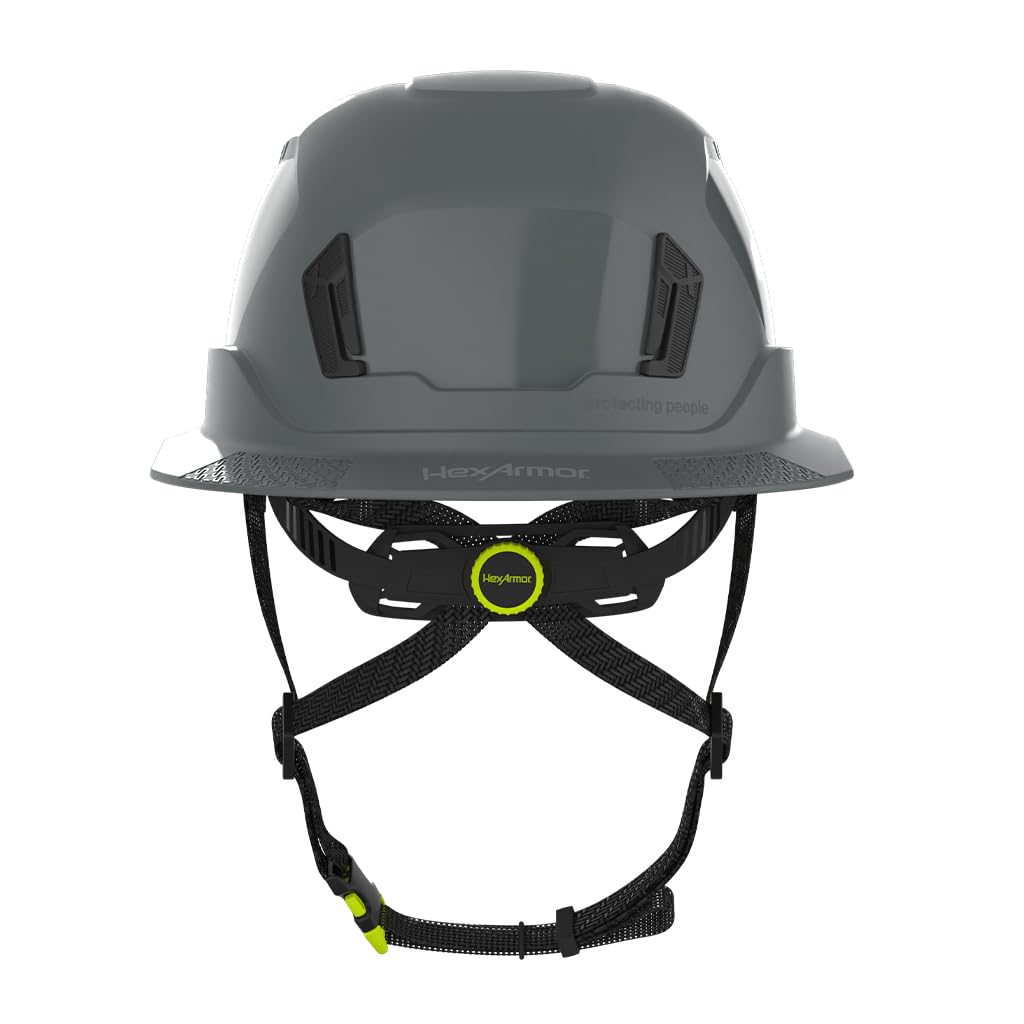 HexArmor |MIPS Safety System Fill-Brim Vented, 4-pt Chin Strap Hard Hat | Ceros XT400 Type 2 Class C Safety Helmet | Grey