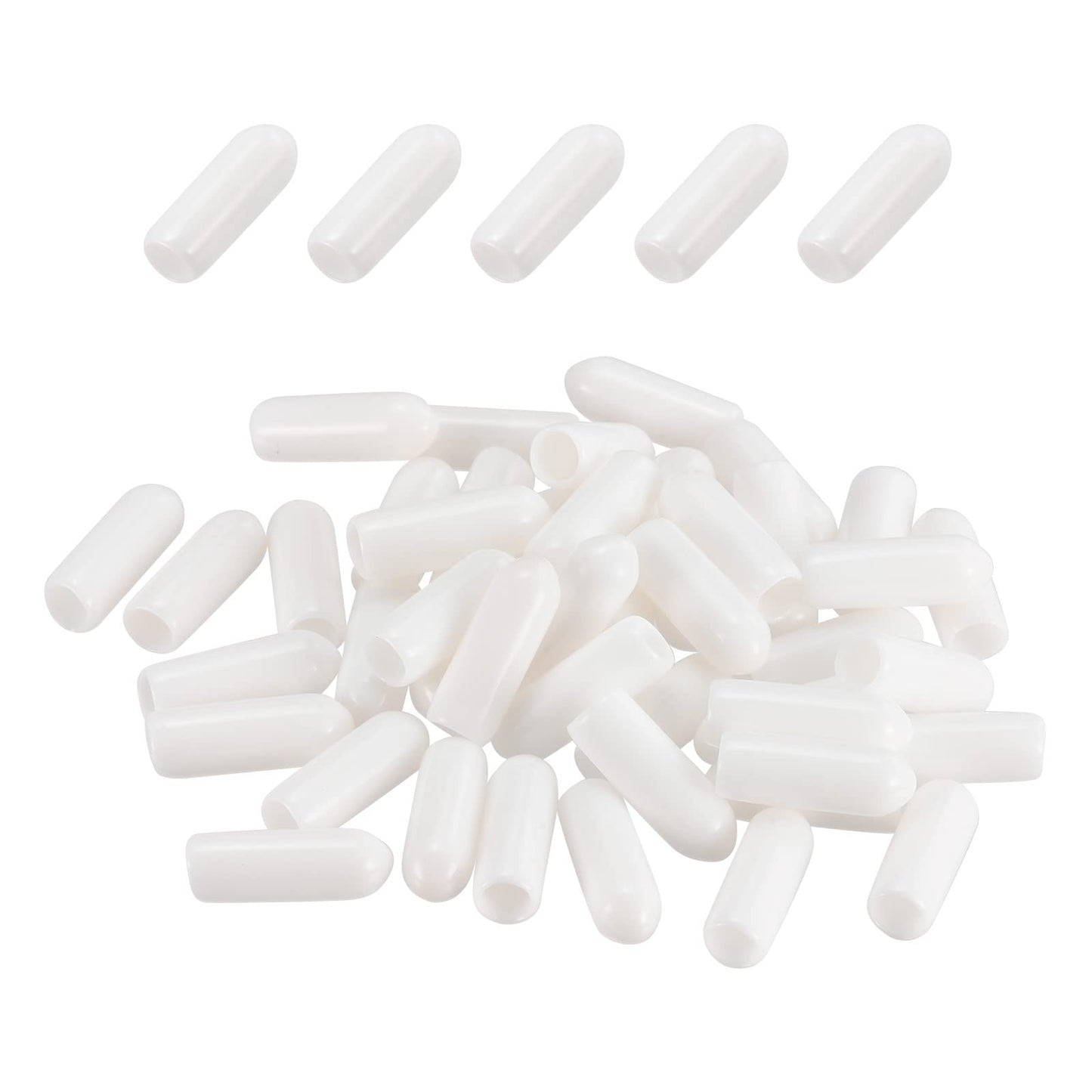 DMiotech 100 Pack 1/8" ID White Screw Thread Protectors Rubber End Caps Bolt Covers for Screw Bolt Furniture Pipe