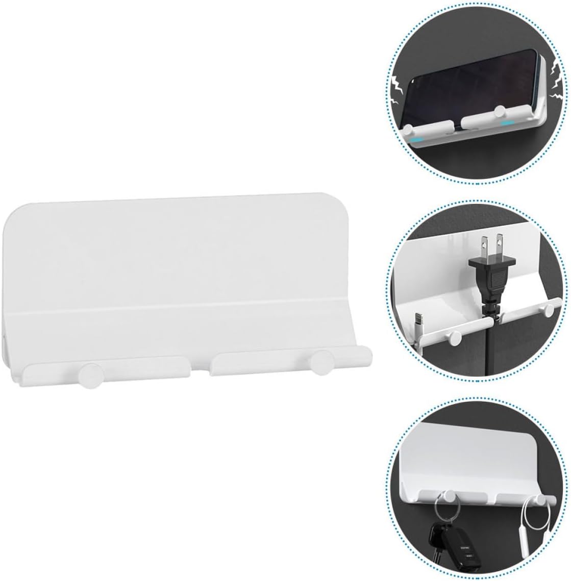 BESPORTBLE Wall Adhesive Phone Charging Stand with Hook, Smartphone Holder and Storage Organizer for Bedroom