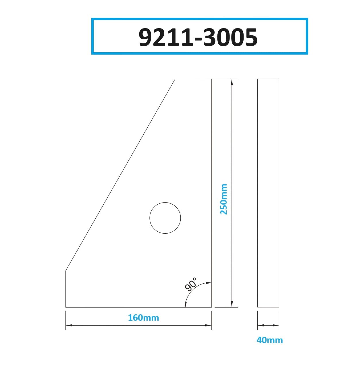 Dasqua 9211-3005 00 Precision Granite Square Grade, 250 x 160 x 40mm