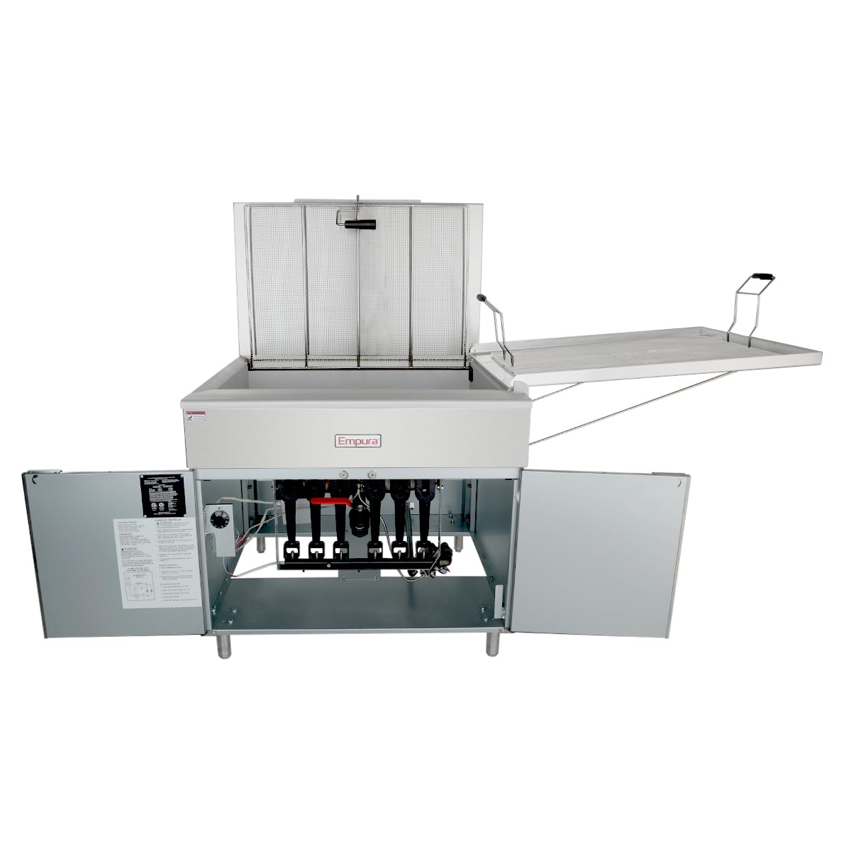 EMPURA 73" Liquid Propane Deep Donut Fryer | Commercial Doughnut Fryers with Reversible Drip Tray for Restaurant Concession Stand Cafe | 220 lb Oil Capacity, 73"W x 41.3"D x 58"H, Stainless Steel, NSF