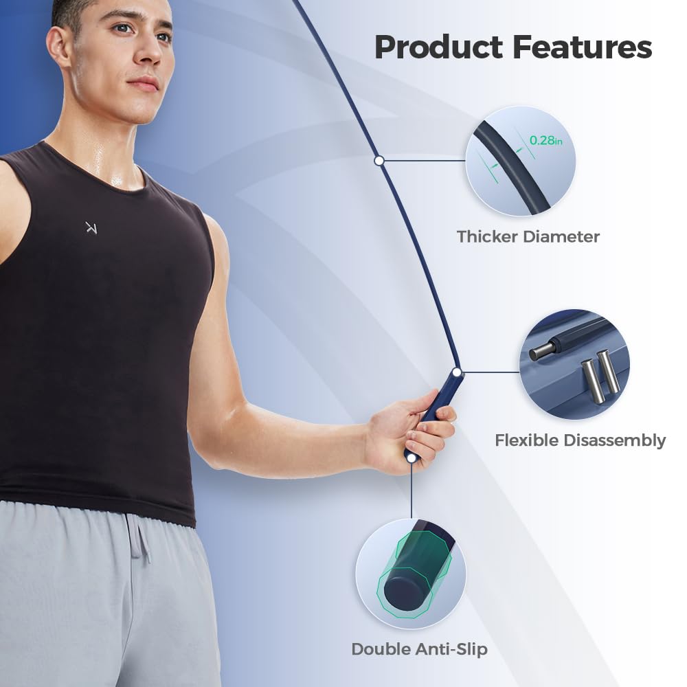 Keep 2-in-1 Weighted Jump Rope for Fitness, Cordless Ropeless Skipping Rope with 65mm Weighted Balls & Adjustable 3M Rope, Indoor Cardio Workout Rope for Home Gym, Men & Women - Dark Night Blue