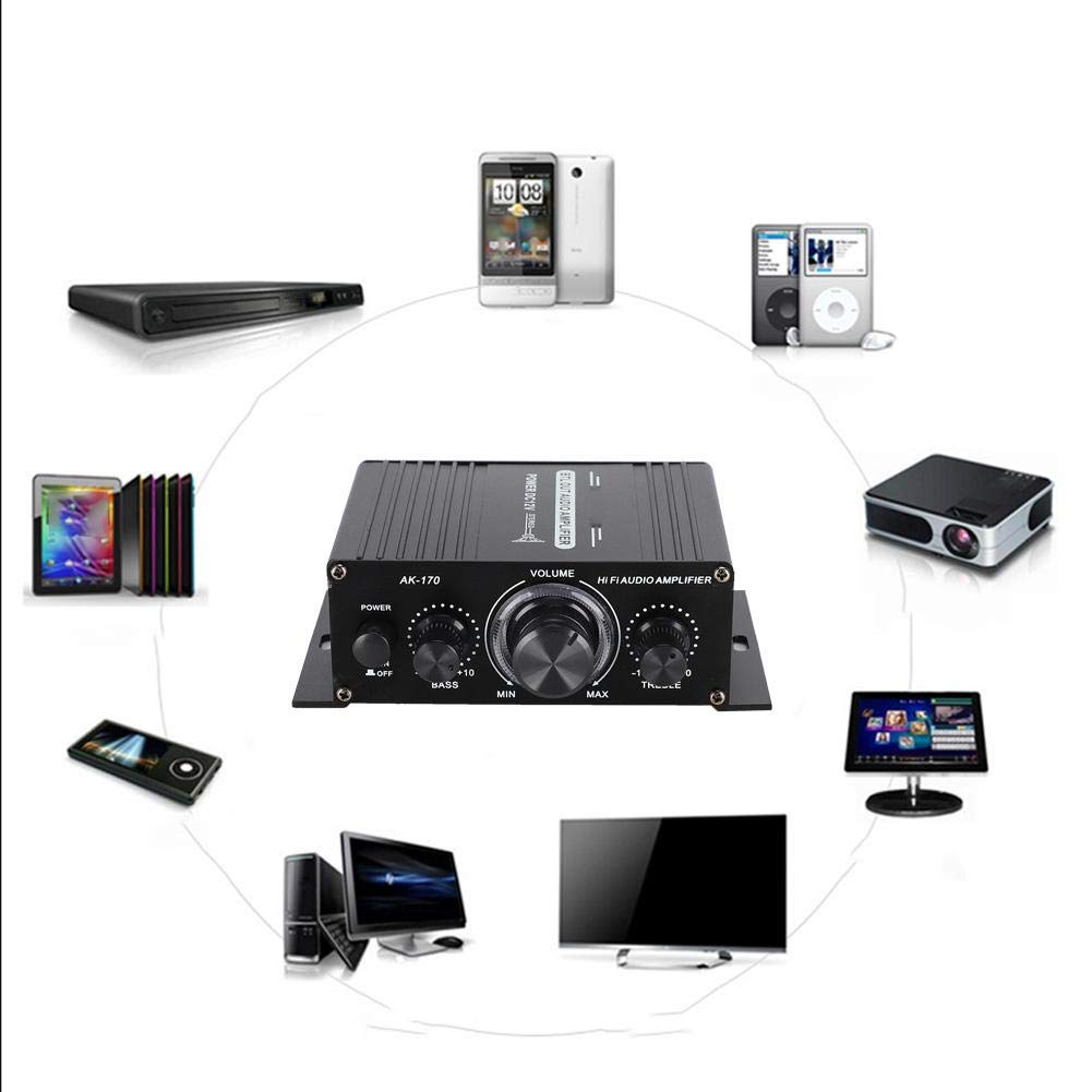 AK170 20W+20W 47K 12V Mini Power Amplifier Resolution Power Amplifier with Low Distortion Rate for Audio Adopt High