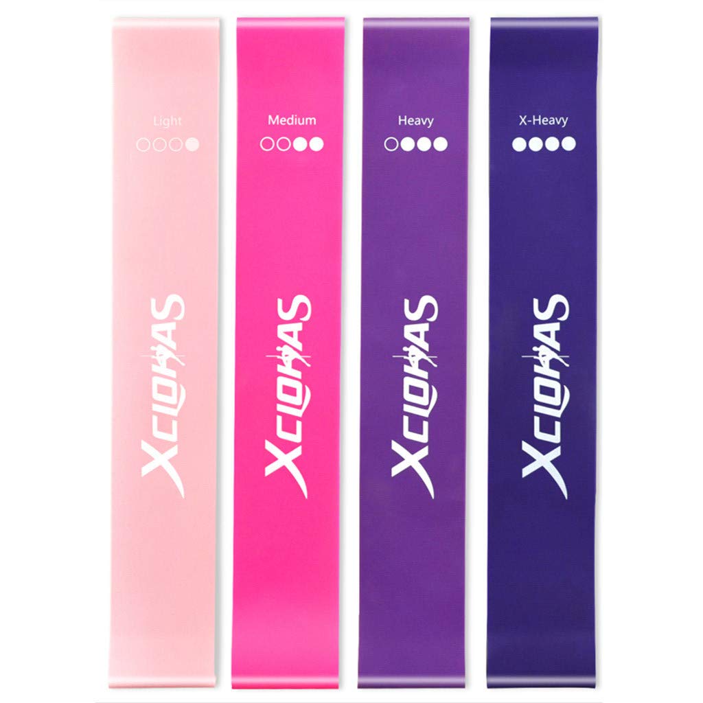 XCLOHAS High-end Mini Loop Exercise Bands Set of 4 for Legs and Butt, Resistance Band Loops for Women Yoga Pilates Stretching Workout Home Gym Fitness Training Equipment 12" x 2" (Women-4pcs-Set)