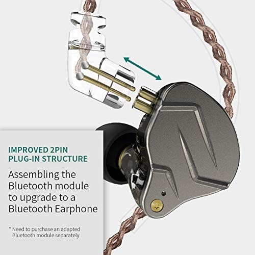 erjigo KZ ZSN Pro Dynamic Hybrid Dual Driver in Ear Earphones Detachable Tangle-Free Cable Musicians in-Ear Earbuds