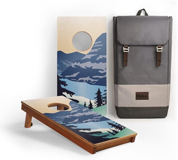 Elakai National Parks Series Premium Travel Cornhole Boards with Carry Case Backpack 1x2