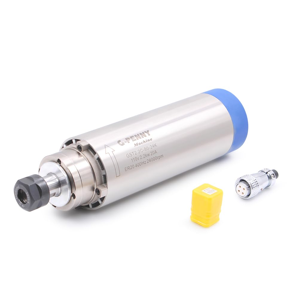 G-Penny 2.2kw ER20 220v Air Cooled Spindle Motor 0-24000rpm D=80mm 4 pcs Ceramic Ball Bearings Woor Working 0.01mm Accuracy for CNC Machine