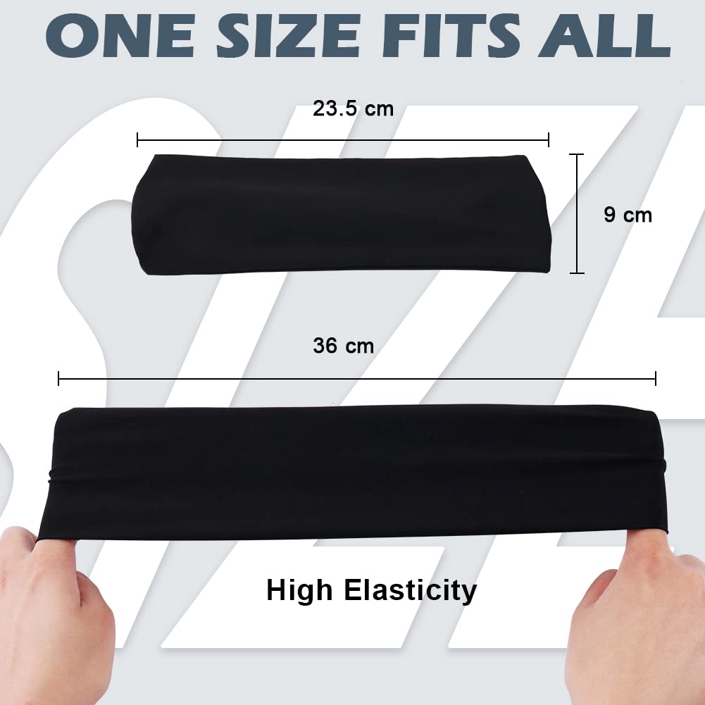 Beister Sports Headbands for Men Women (5 Pack), Moisture Wicking Sweat Band Elastic Wide Hair Bands, Workout Sweatband Athletic Mens Headband for Running, Cycling, Basketball, Gym Exercise, Football